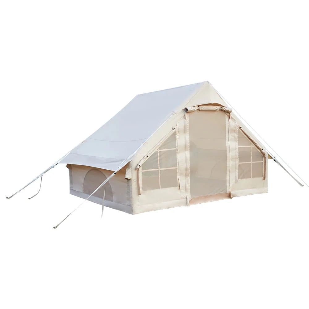 Inflatable Tent House Air Tent Large Glamping Tent with Pump Easy Setup Waterproof Outdoor Oxford Air Tent 4 Seasons Windproof Tents for Family Camping for 4-6 Persons