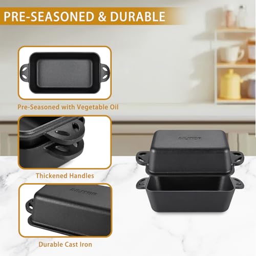 Cast Iron Loaf Pan with Lid 9x5 Inch, 2 Piece Set U422017