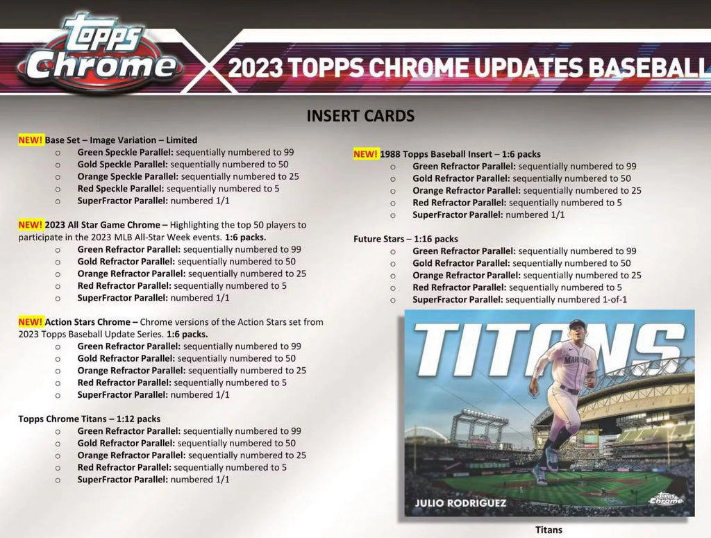 MLB 2023 Chrome Update Series Baseball Trading Card Hobby Box F996151