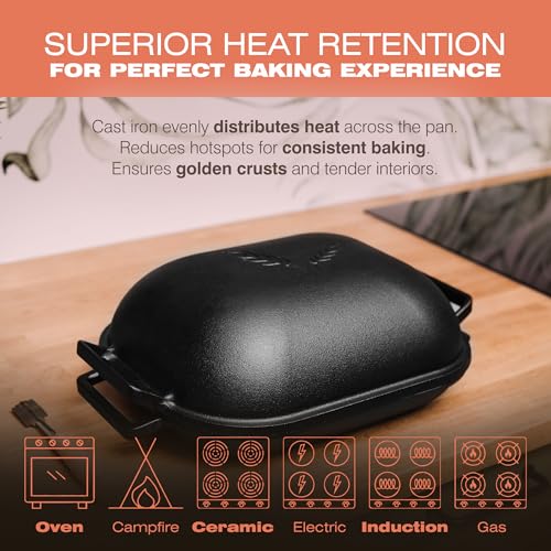 KUHA Cast Iron Bread Pan with Lid + Bread Lame, Pre-seasoned H529