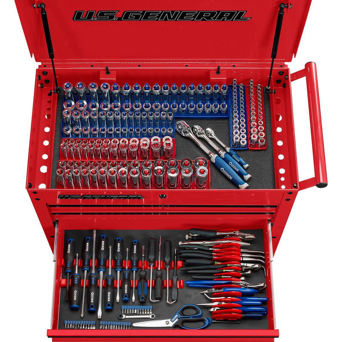 U.S. GENERAL 30 in. 4-Drawer Tech Cart, Red Y546116