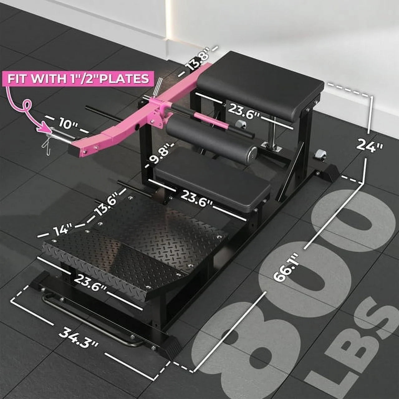 syedee Glute Bridge Machine, Heavy Duty Plate-Loaded Hip Thrust, Red J397479