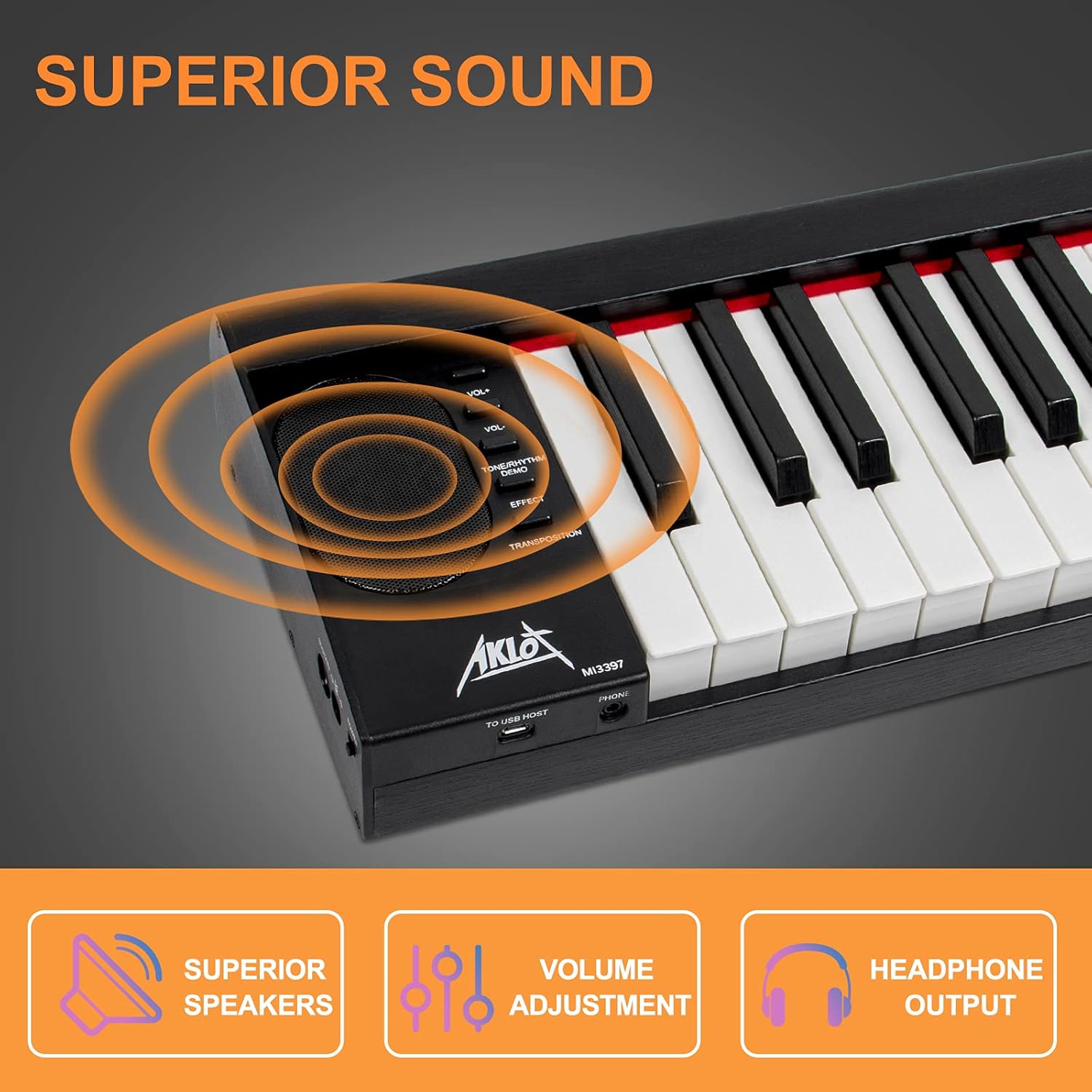 AKLOT Digital Piano Keyboard 88 Keys Semi-Weighted Portable W925