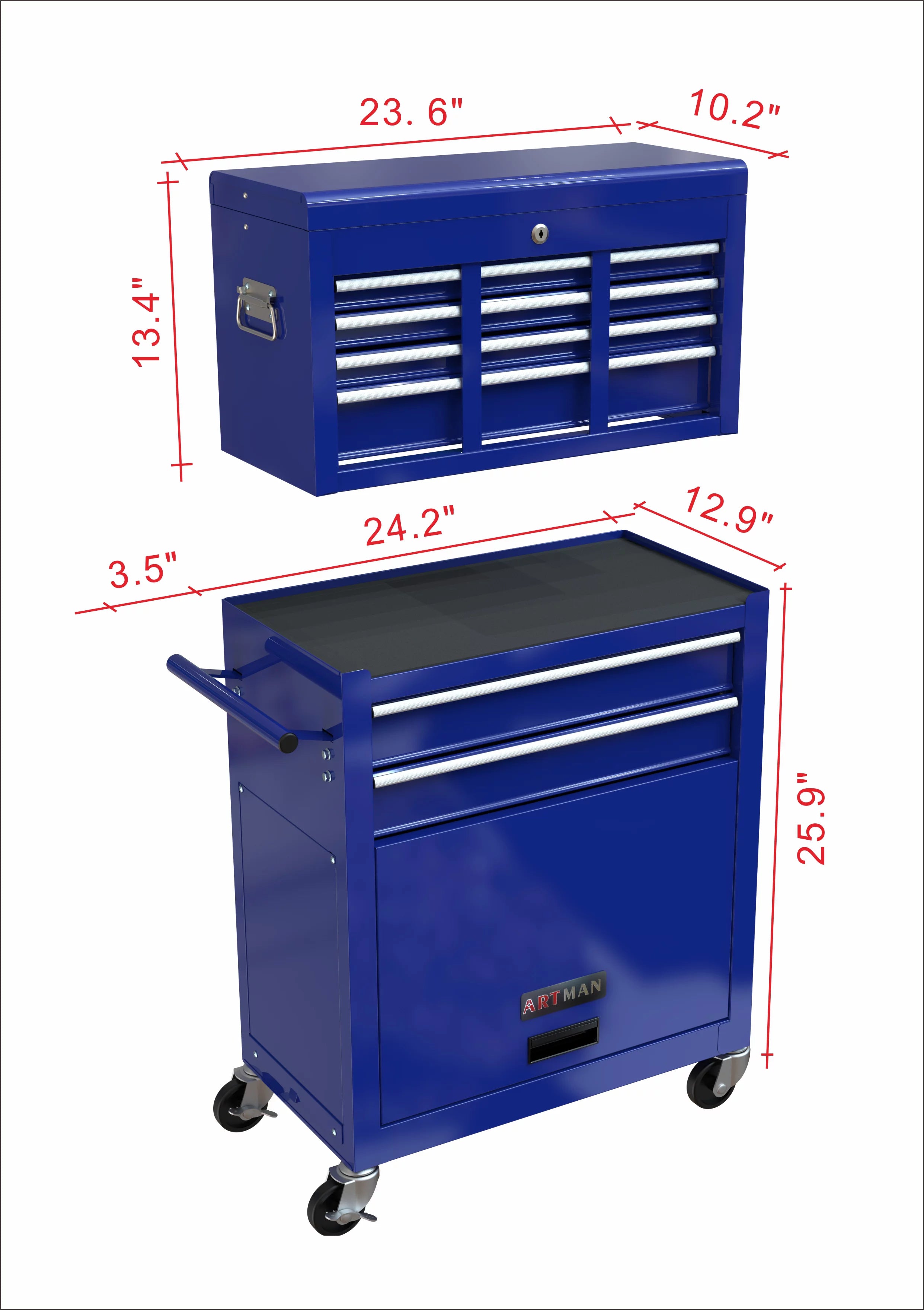 Blue 8-Drawer Rolling Tool Chest with Wheels and Lock Z60320
