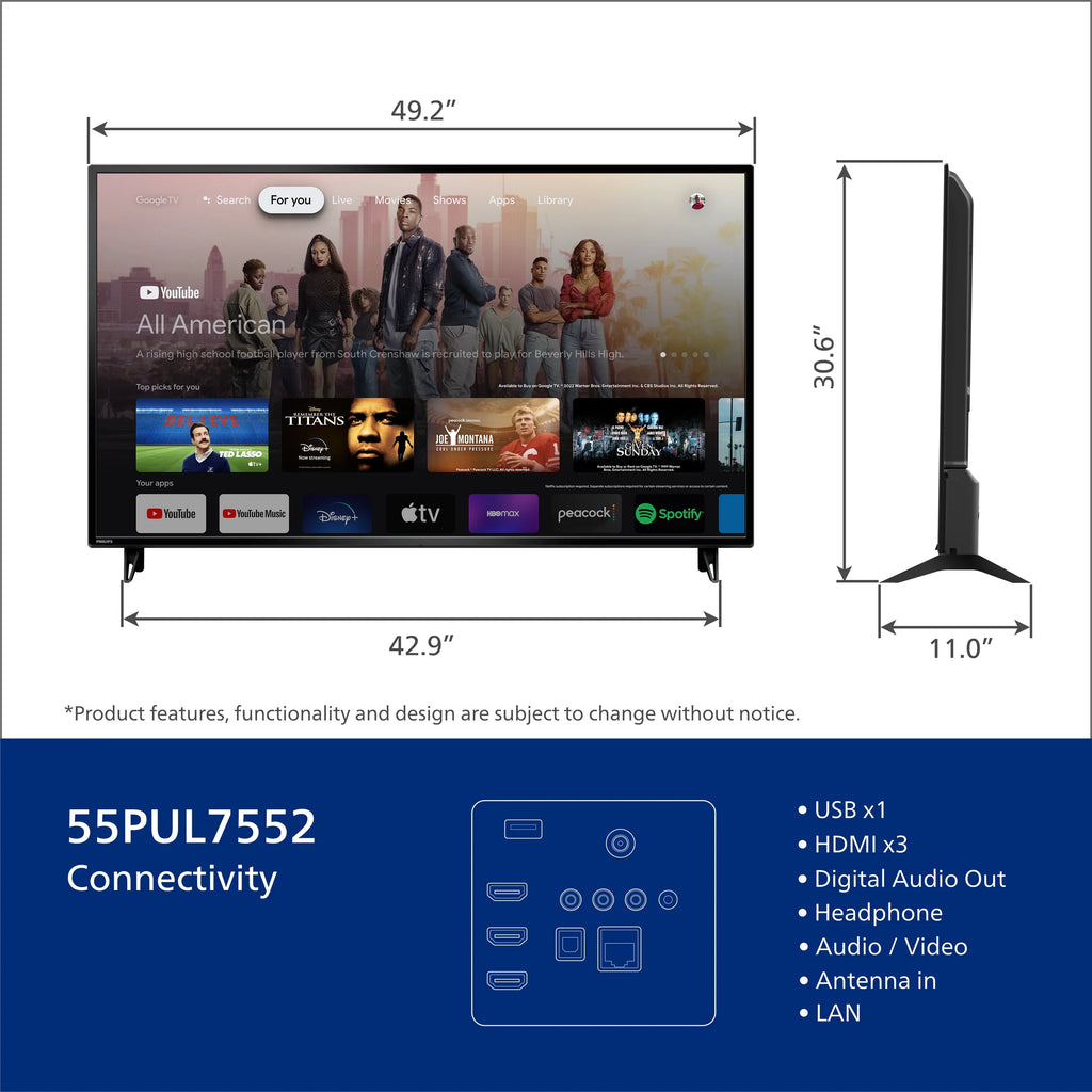 Philips 55" 4K Ultra HD Google Smart LED TV S282