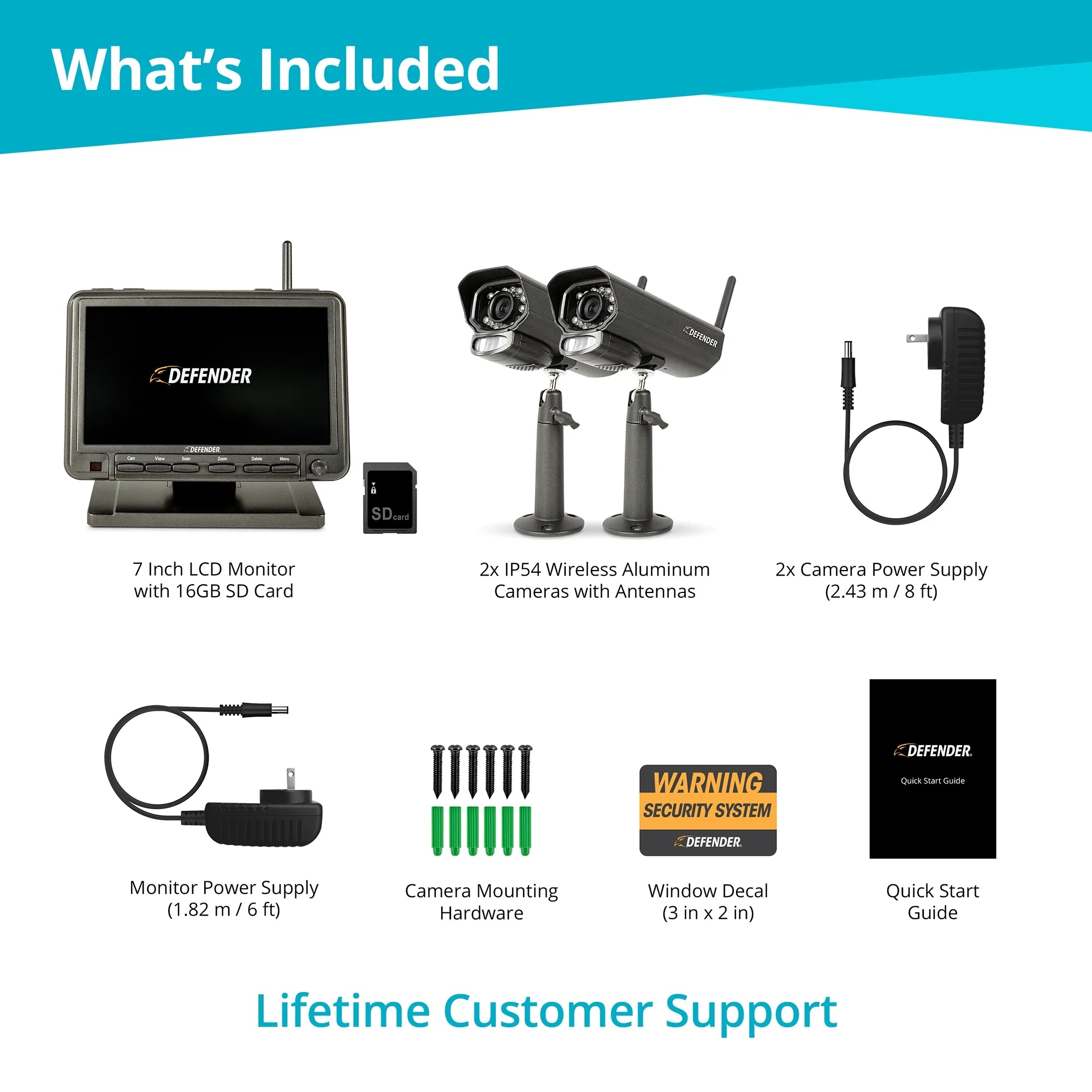 Defender PhoenixM2 Security Camera System with 7" Monitor and 2 Night Vision Cameras M13389