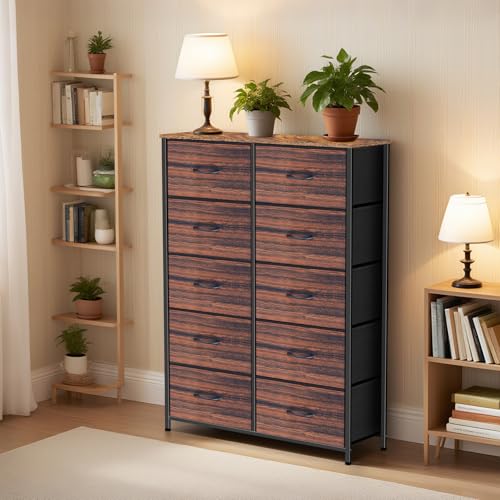 9 Drawer Dresser for Bedroom, Charcoal Black Fabric Storage Chest K84969