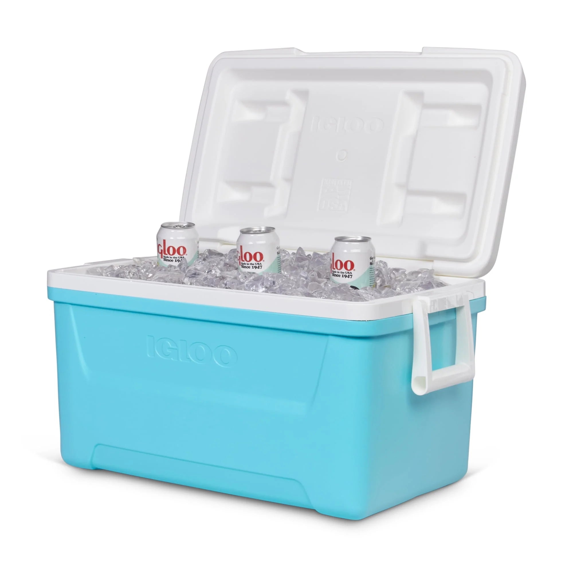 Igloo 48 QT Laguna Hard-Sided Cooler, Aqua Blue and White K405893