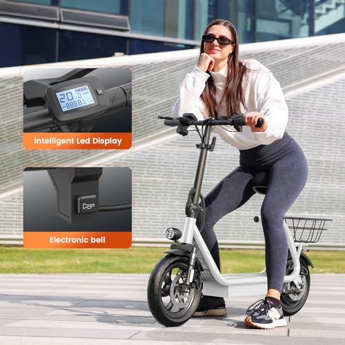 Caroma Peak Electric Scooter with Seat, LED Display, 12" Tires R874513