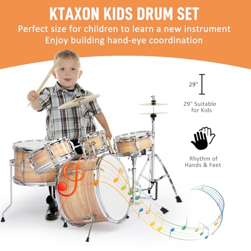 Ktaxon 5-Piece Junior Drum Set with Throne, Pedal & Drumsticks, Black Y61267