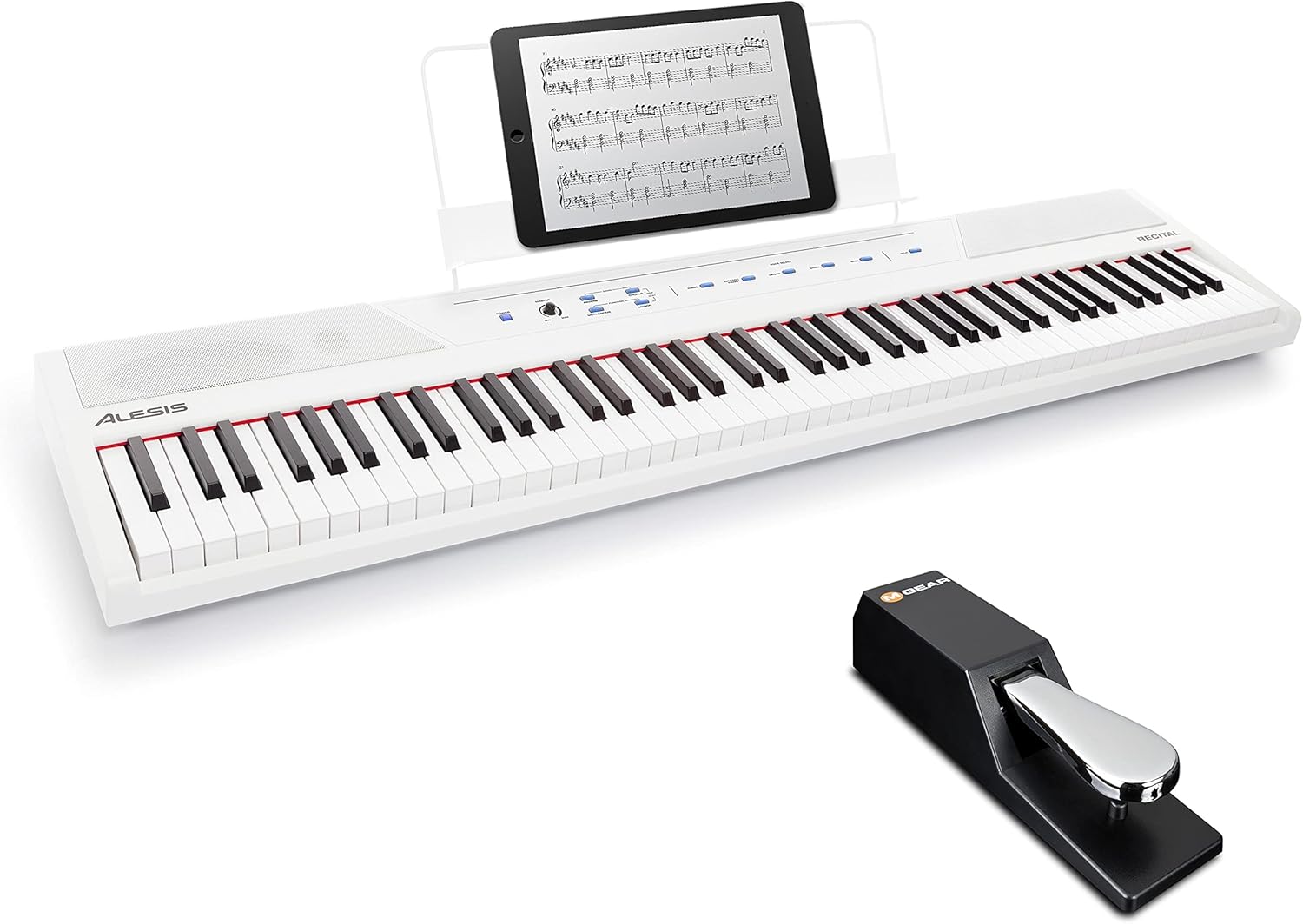 Alesis Recital 88 Key Digital Piano Keyboard with Semi Weighted Keys F4546