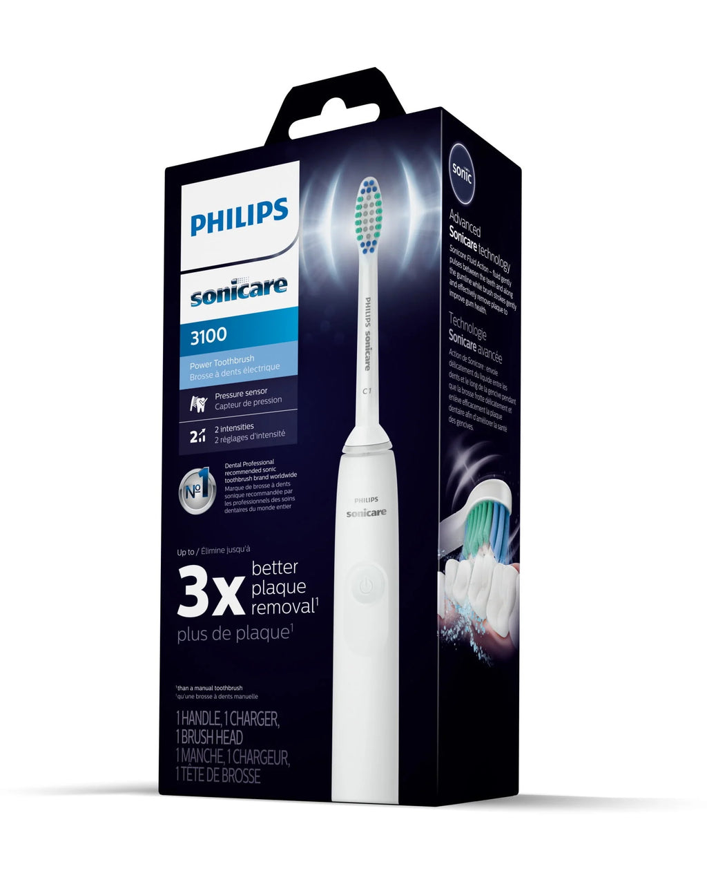 Philips Sonicare 3100 Rechargeable Electric Toothbrush with Pressure Sensor, White U255