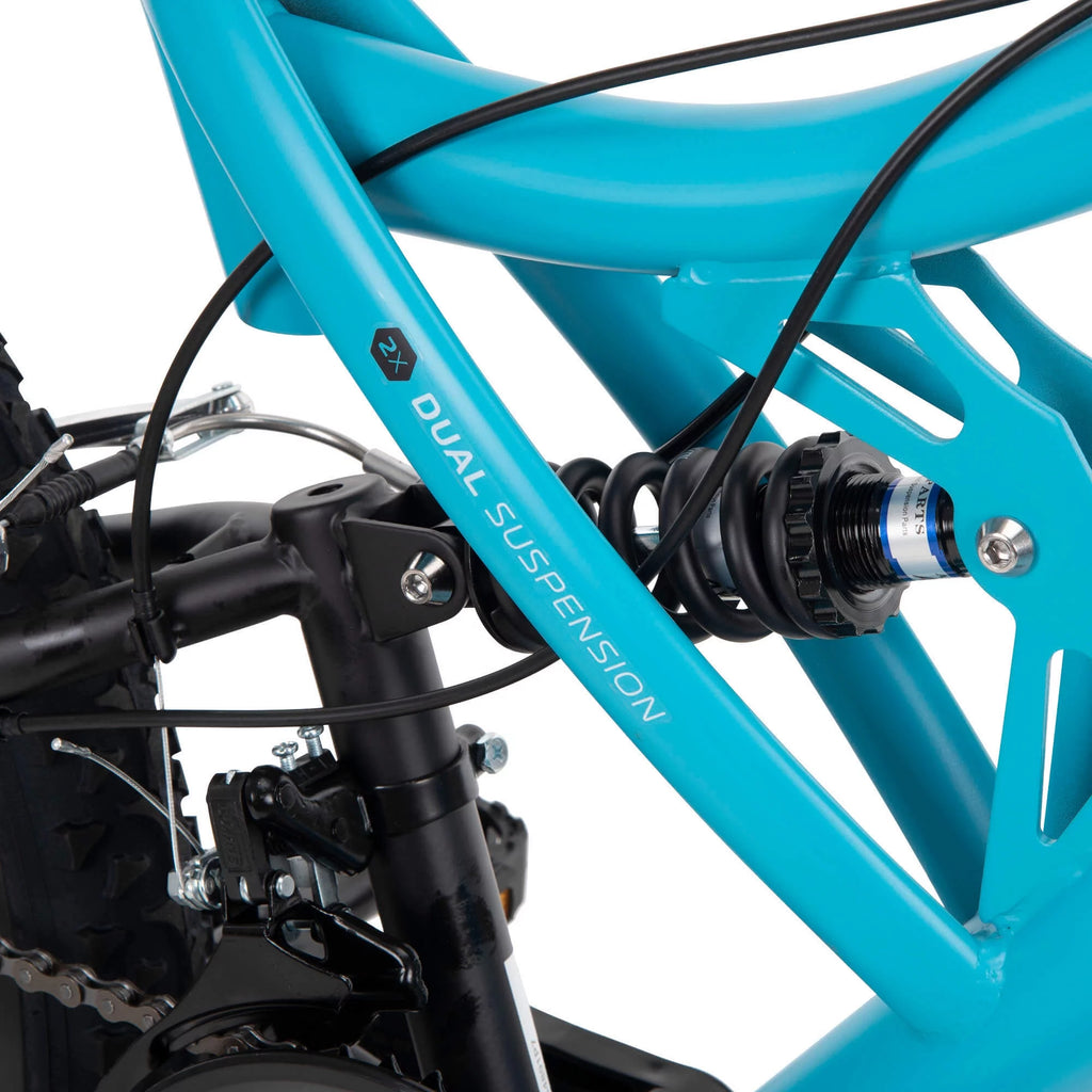 Huffy 24 Trail Runner Girls Full Suspension Mountain Bike, Teal Blue O256
