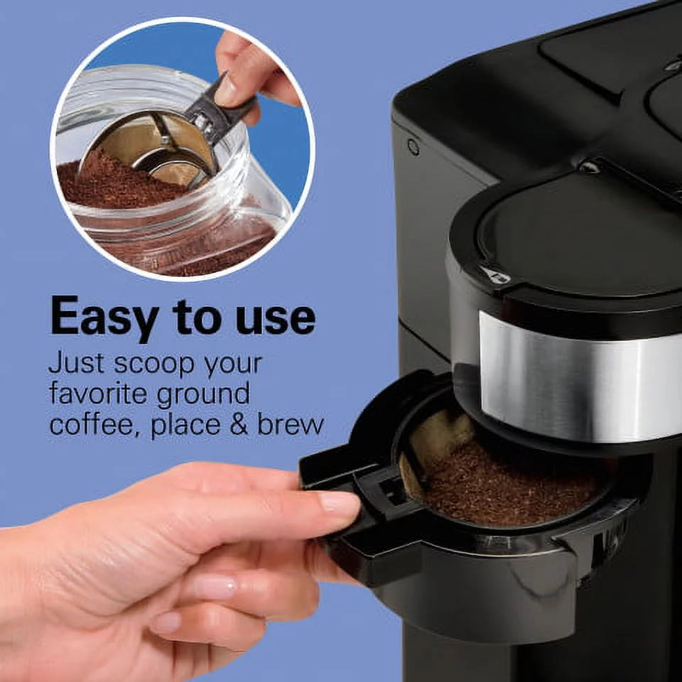 Hamilton Beach 2-Way Coffee Maker, Single-Serve or 12 Cups, Black P1365