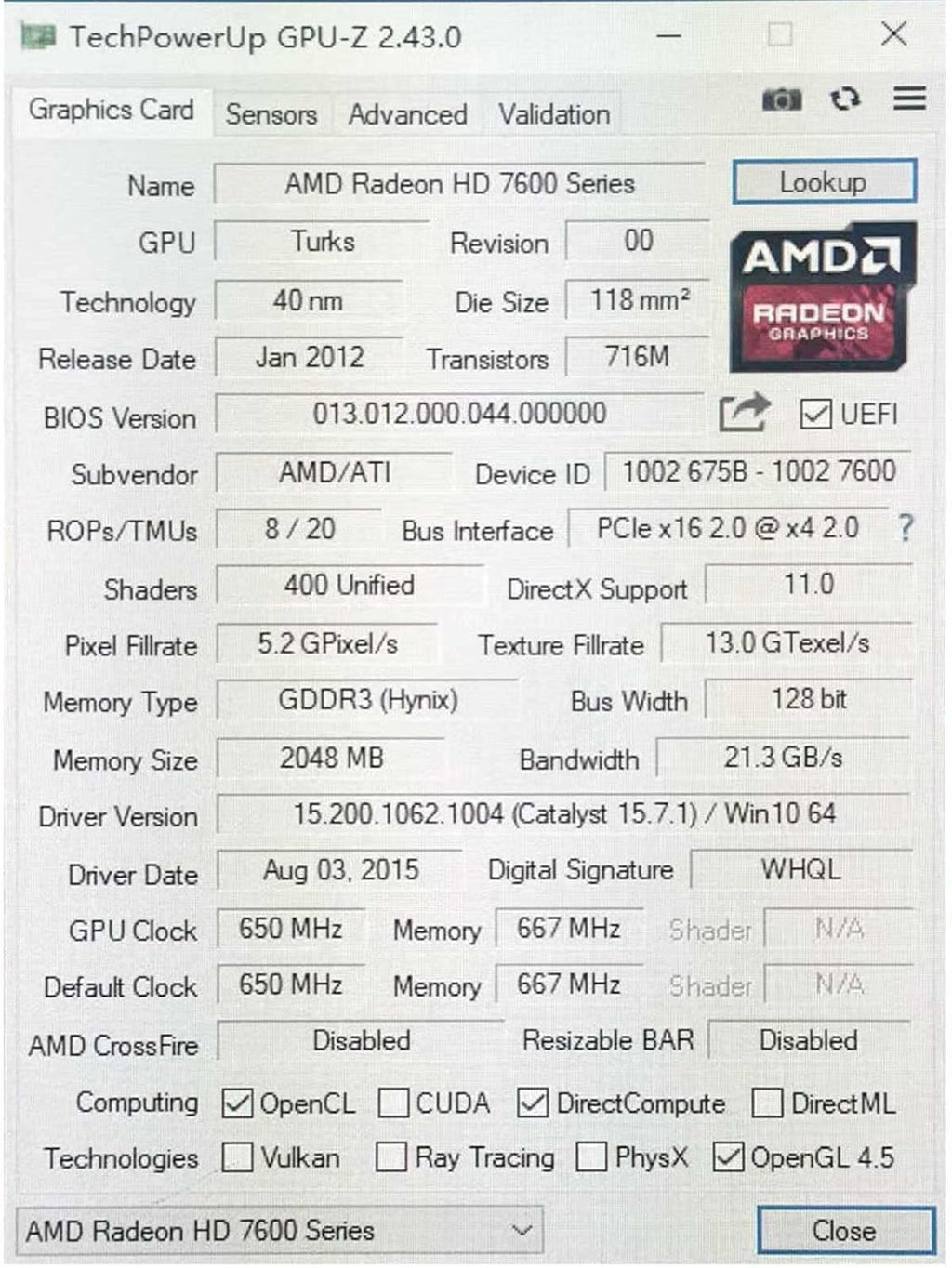 SAPLOS Radeon HD7670 2GB DDR3 Graphics Card, HDMI/VGA/DVI, PCI Express 2.0 X16 V595
