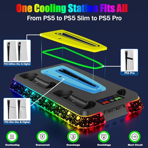 PS5 Stand and Cooling Station with LED Controller Charger for PlayStation 5 X4200