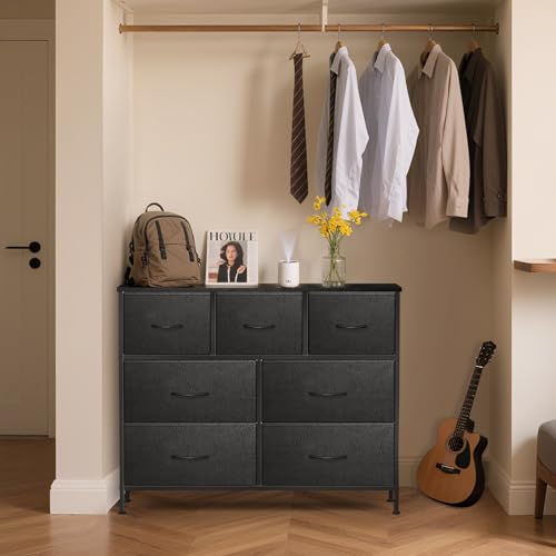 9 Drawer Dresser for Bedroom, Charcoal Black Fabric Storage Chest K84969