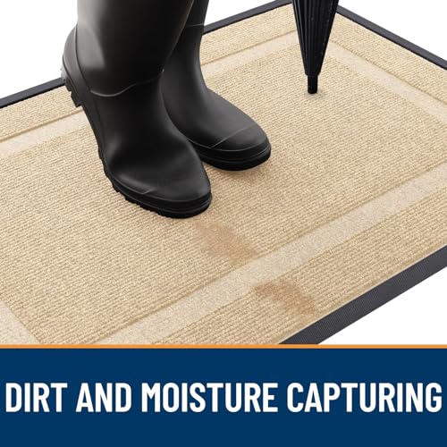 OLANLY Front Door Mat Indoor Outdoor Entrance, Waterproof, 36x24, Black P2970