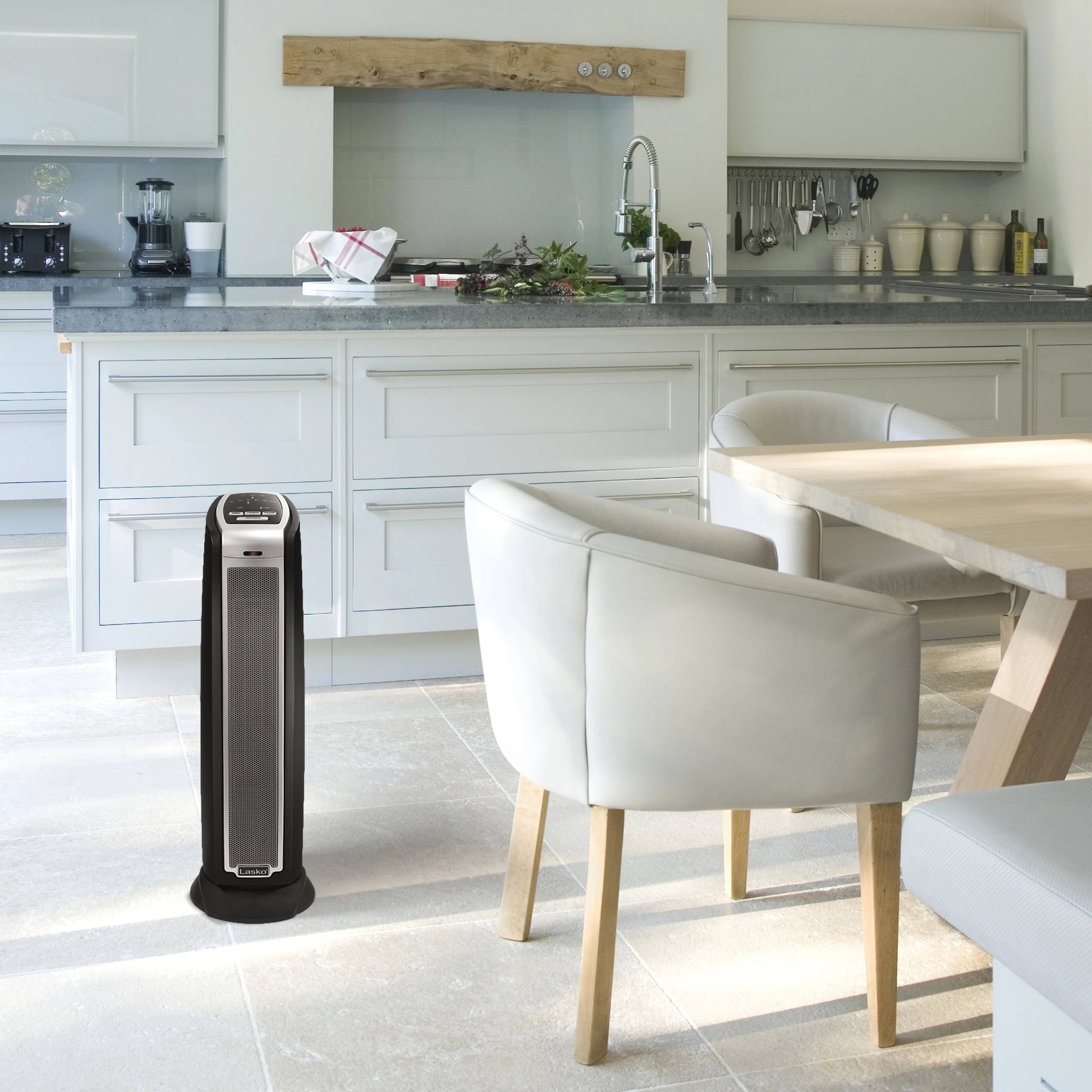 Lasko 1500W Oscillating Ceramic Tower Space Heater, White Q138