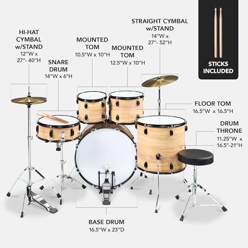 Best Choice Products 5-Piece Full Size Adult Drum Set with Cymbal Stands, Stool, Pedal, Sticks - Dark Blue Sparkle D34023