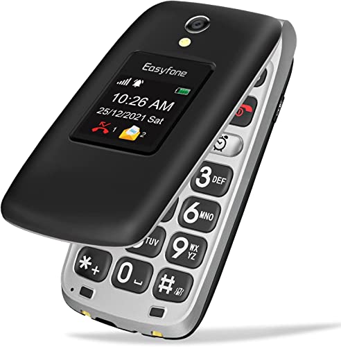 Easyfone Prime-A1 Pro 4G Flip Cell Phone for Seniors with SOS Button and Charging Dock P72360