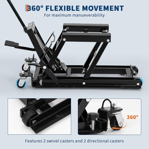 GARVEE 1500 LBS Hydraulic Motorcycle Lift Jack with Wheels U463