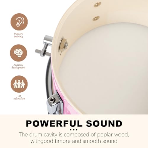 3-Piece Kids Drum Set with Cymbal, Pedal & Sticks (Pink) S64056