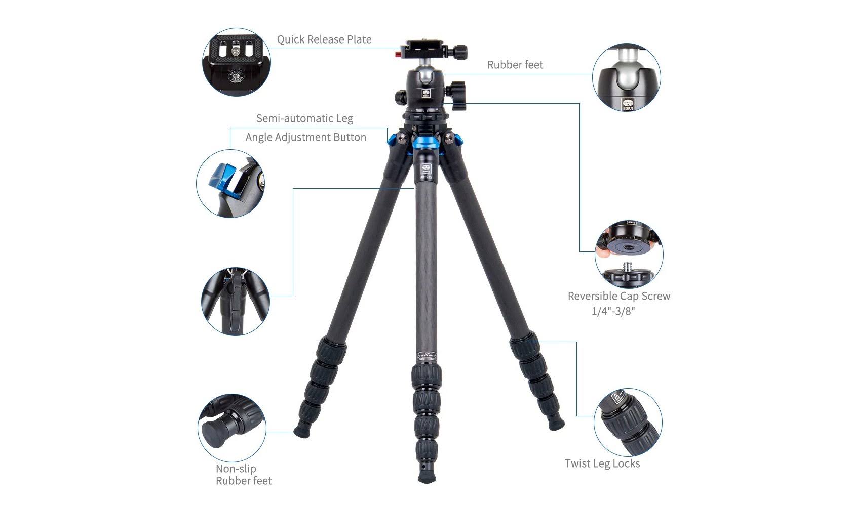 Sirui AM-225 Carbon Fiber Tripod with B-00K Ball Head O560