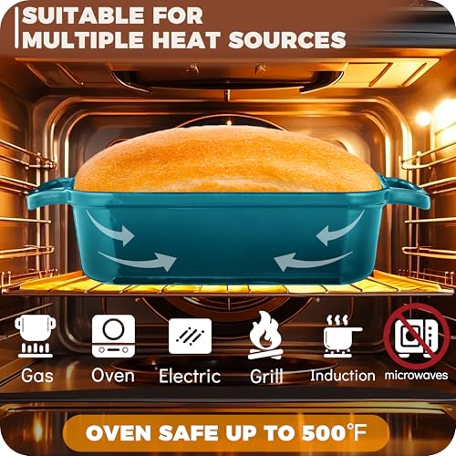 Cast Iron Bread Loaf Pan with Lid, Enameled, 9x5, Set of 2, Cherry M2023