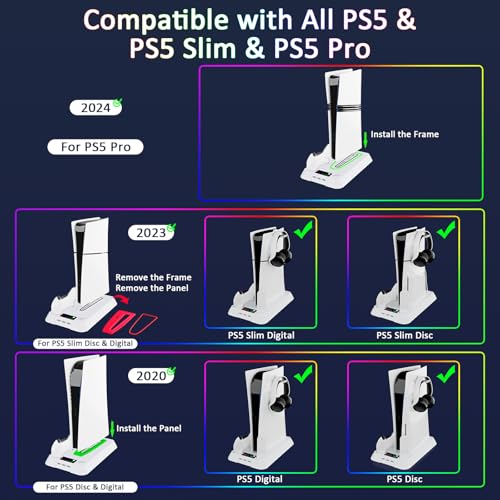PS5 Stand and Cooling Station with LED Controller Charger for PlayStation 5 X4200