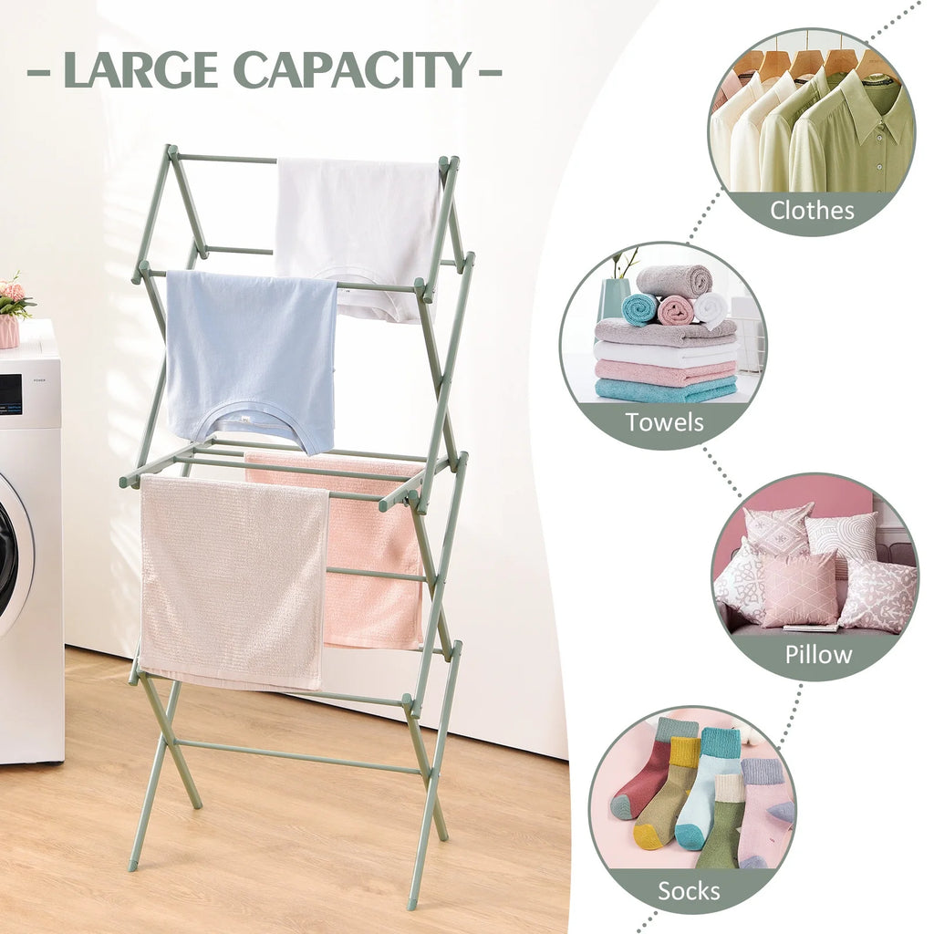 KK KINGRACK 3-Tier Collapsible Steel Clothes Drying Rack L182