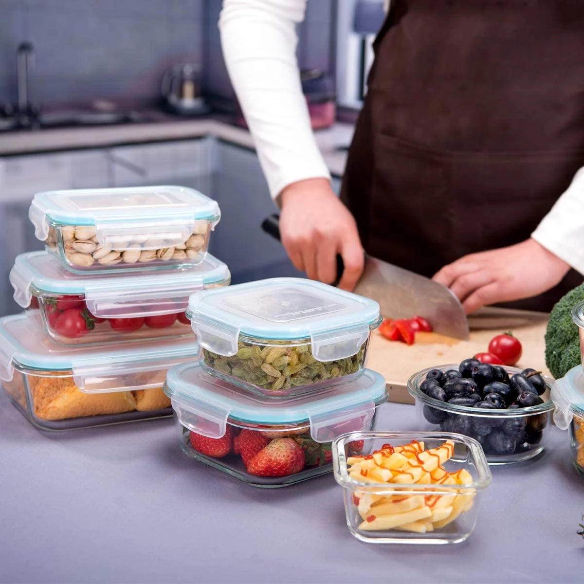 AILTEC Glass Food Storage Containers with Lids, 9-Pack U3511