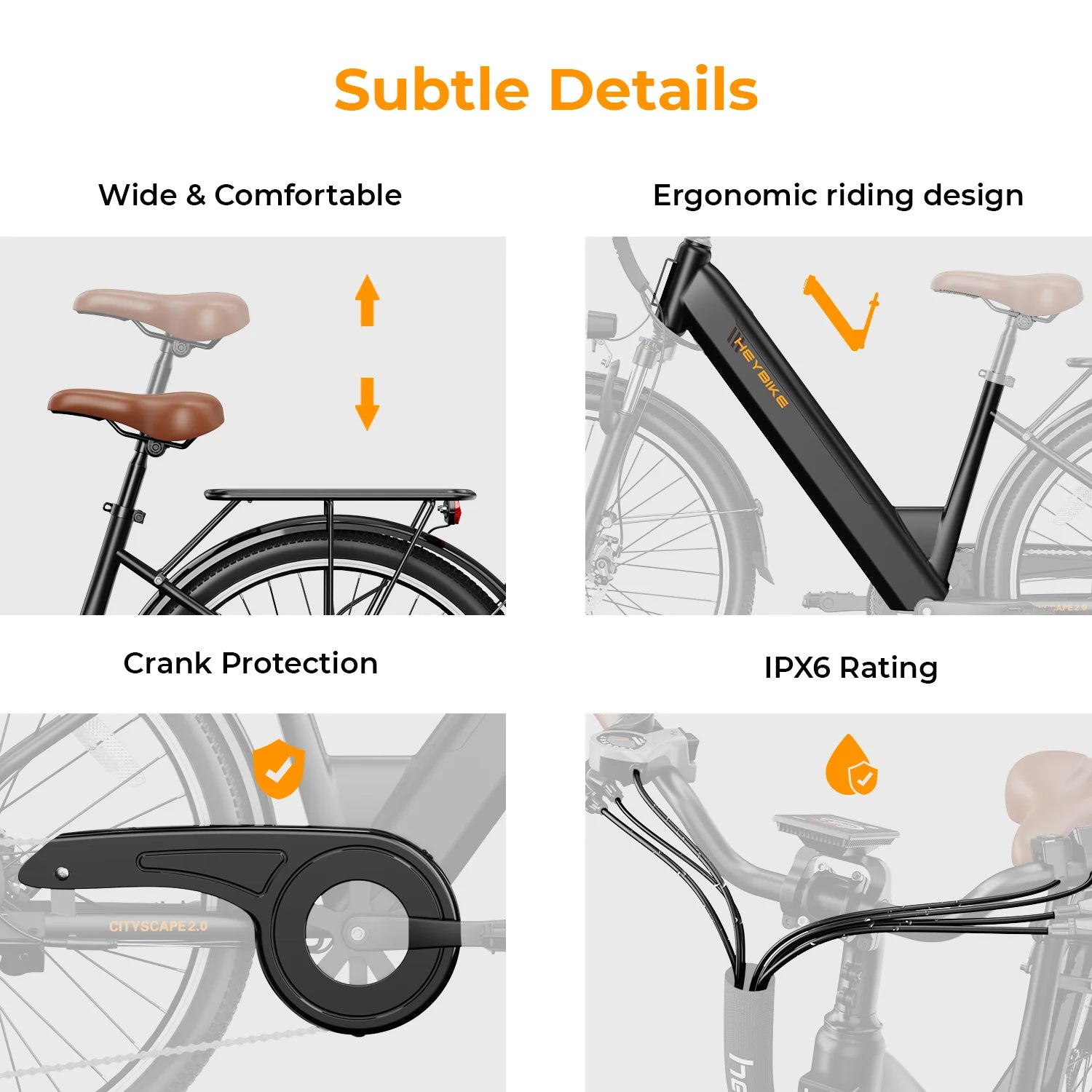 Heybike Cityscape 2.0 Electric Bike 500W 36V 13Ah Removable Battery 26" 7-Speed Commuter Bicycle X52974