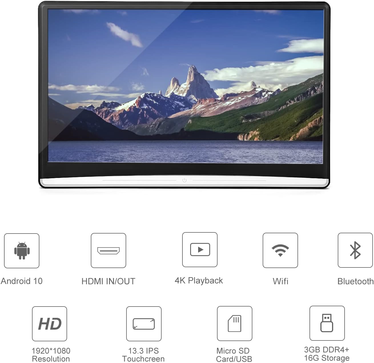 Ventray 13.3 Inch Android 10 Car Headrest Video Player with Touch Screen J3048