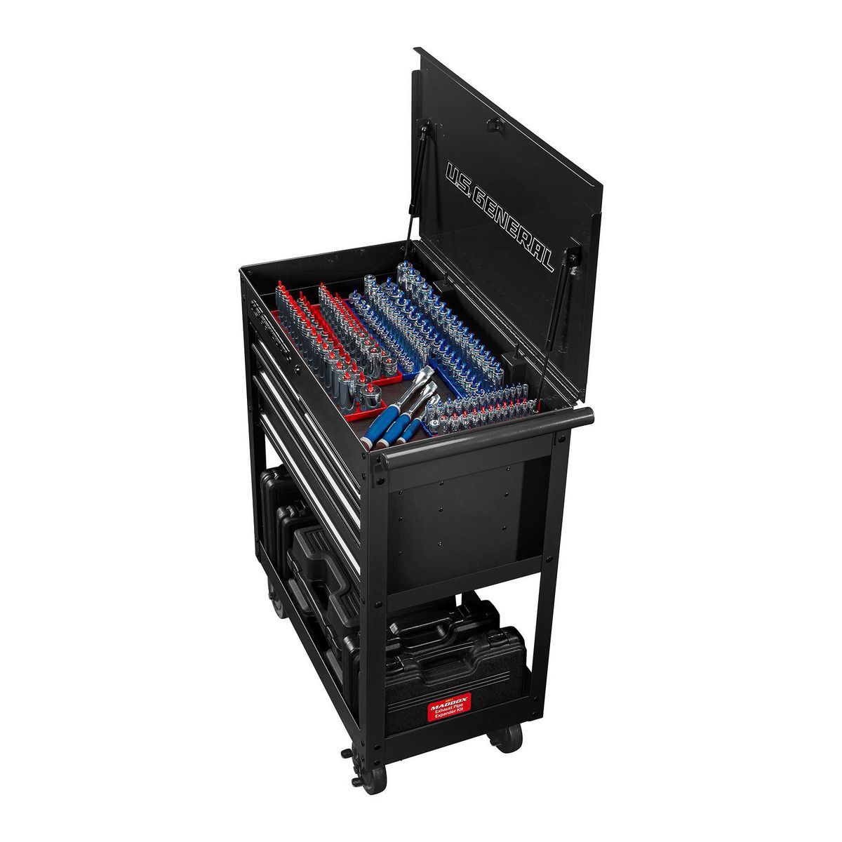 U.S. GENERAL 30 in. 4-Drawer Tech Cart, Red Y546116