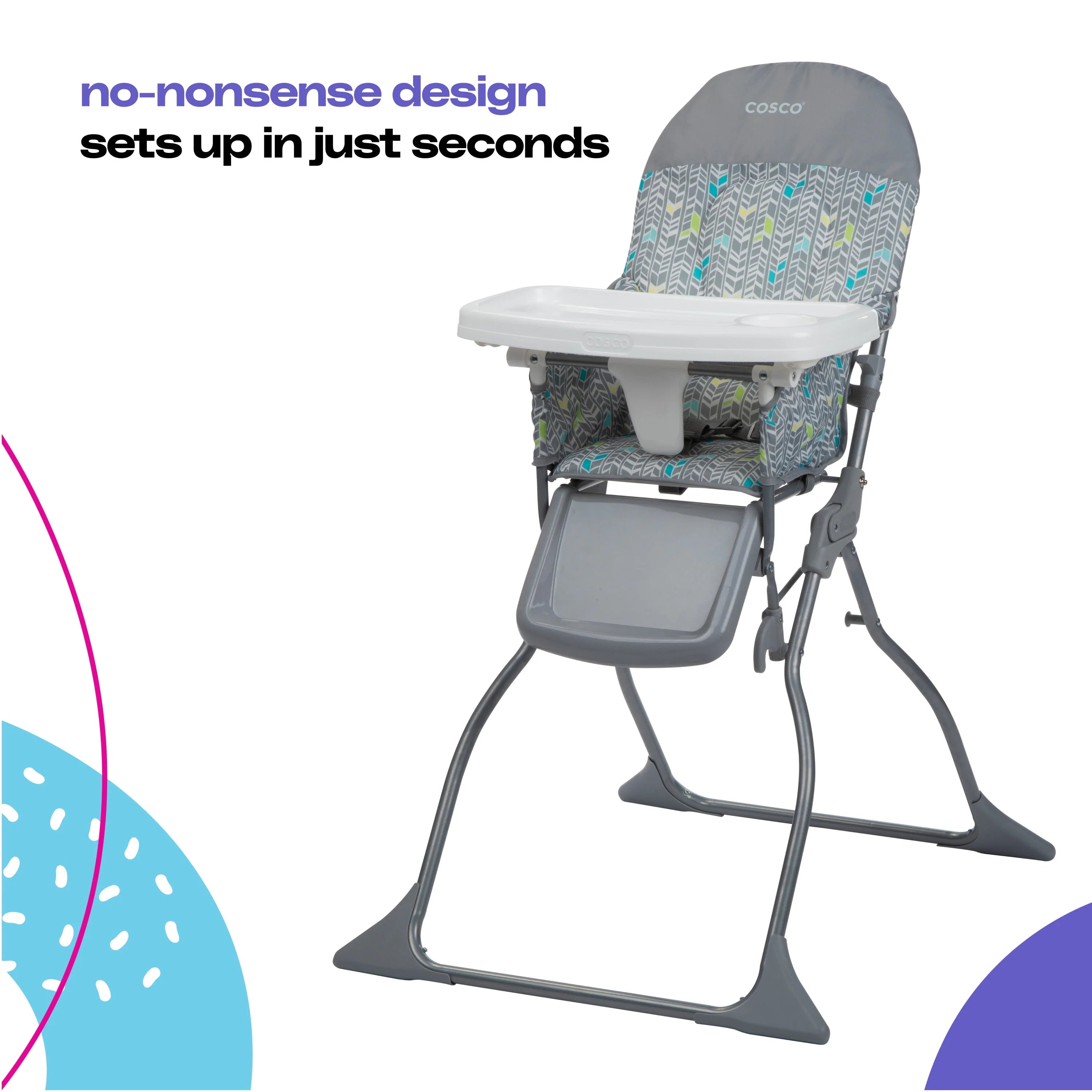 Cosco Kids Simple Fold High Chair, Noir Dot G88620