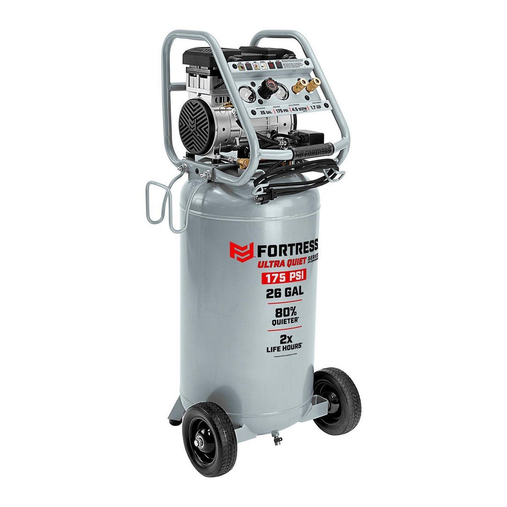 FORTRESS 26 Gallon 175 PSI Ultra Quiet Oil-Free Vertical Air Compressor L213294