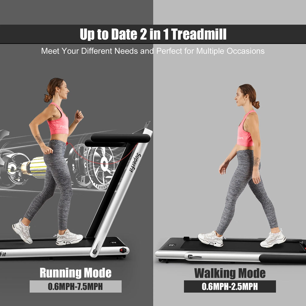 SuperFit 2 in 1 Folding Treadmill with APP Control Speaker Black D991