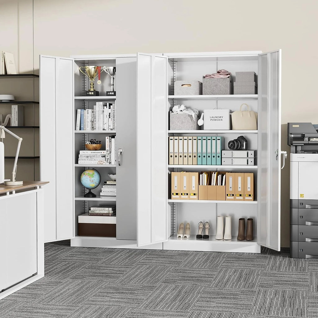 Metal Storage Cabinet with Locking Doors, 72" Tall, Black B350639