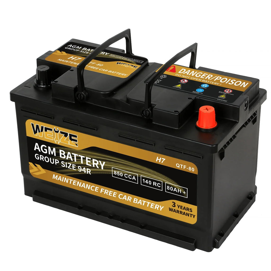 Weize Platinum AGM Automotive Battery Group 94R H7, 12V 80Ah N779