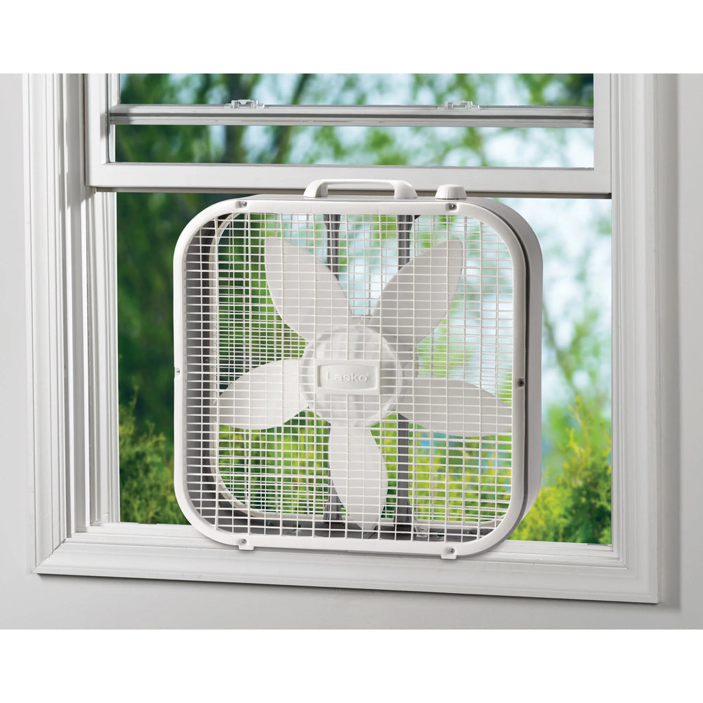 Lasko 20 Classic Box Fan with Weather-Resistant Motor, 3 Speeds, White Y945432