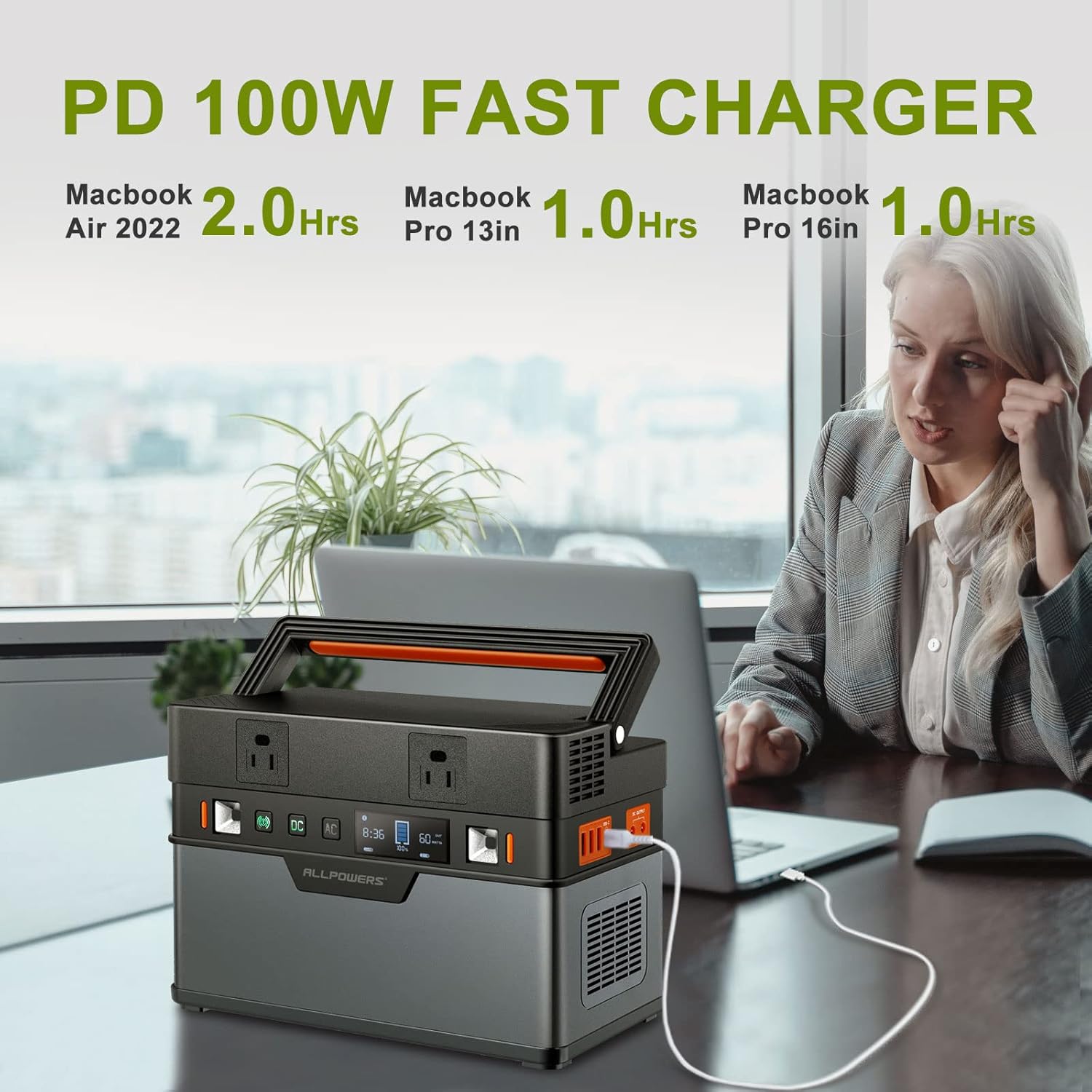 ALLPOWERS Solar Generator 700W Portable Power Station 606Wh V36457