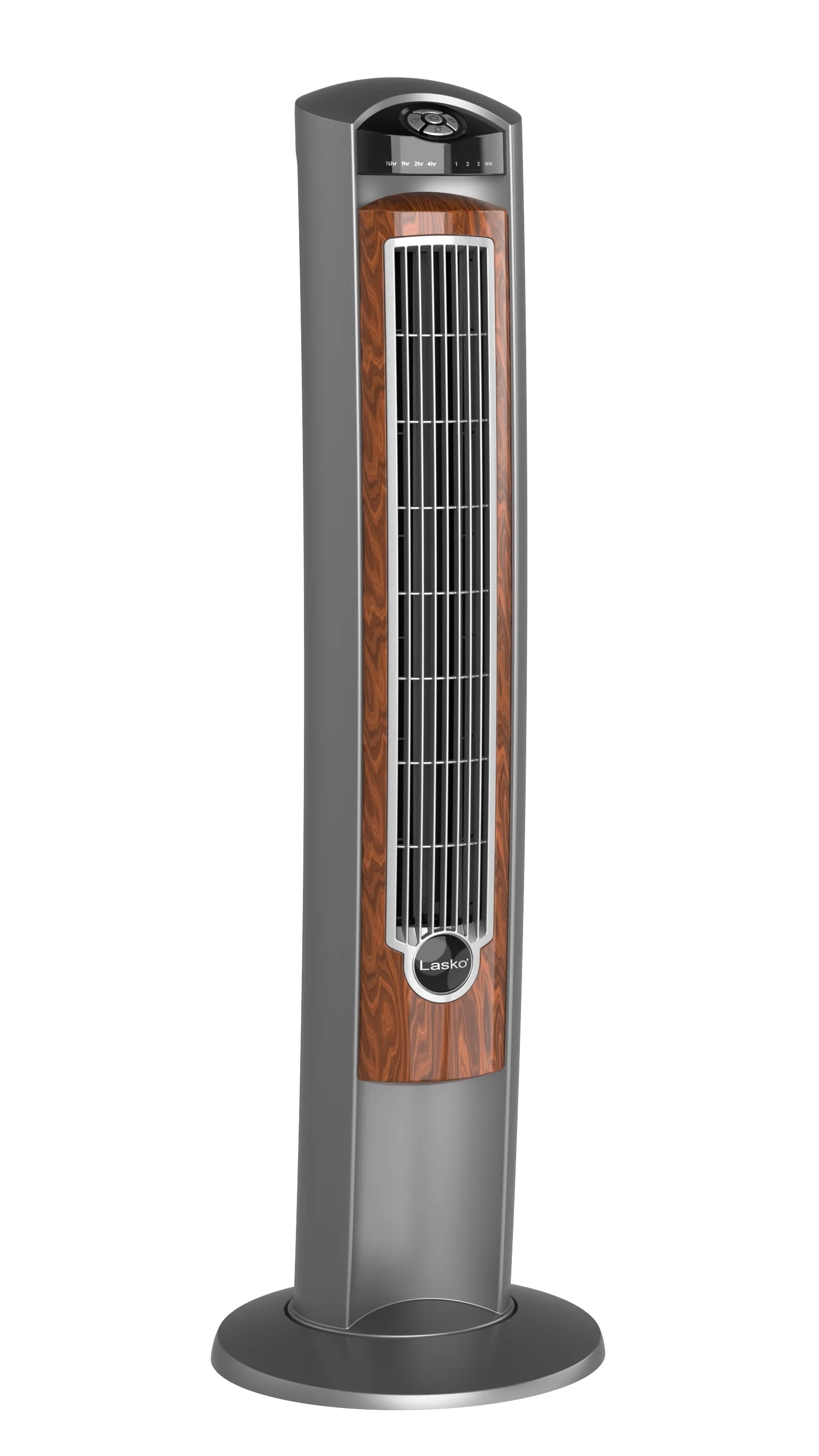 Lasko 42 Wind Curve Tower Fan with Ionizer, Timer and Remote, Gray/Woodgrain, 2554, New