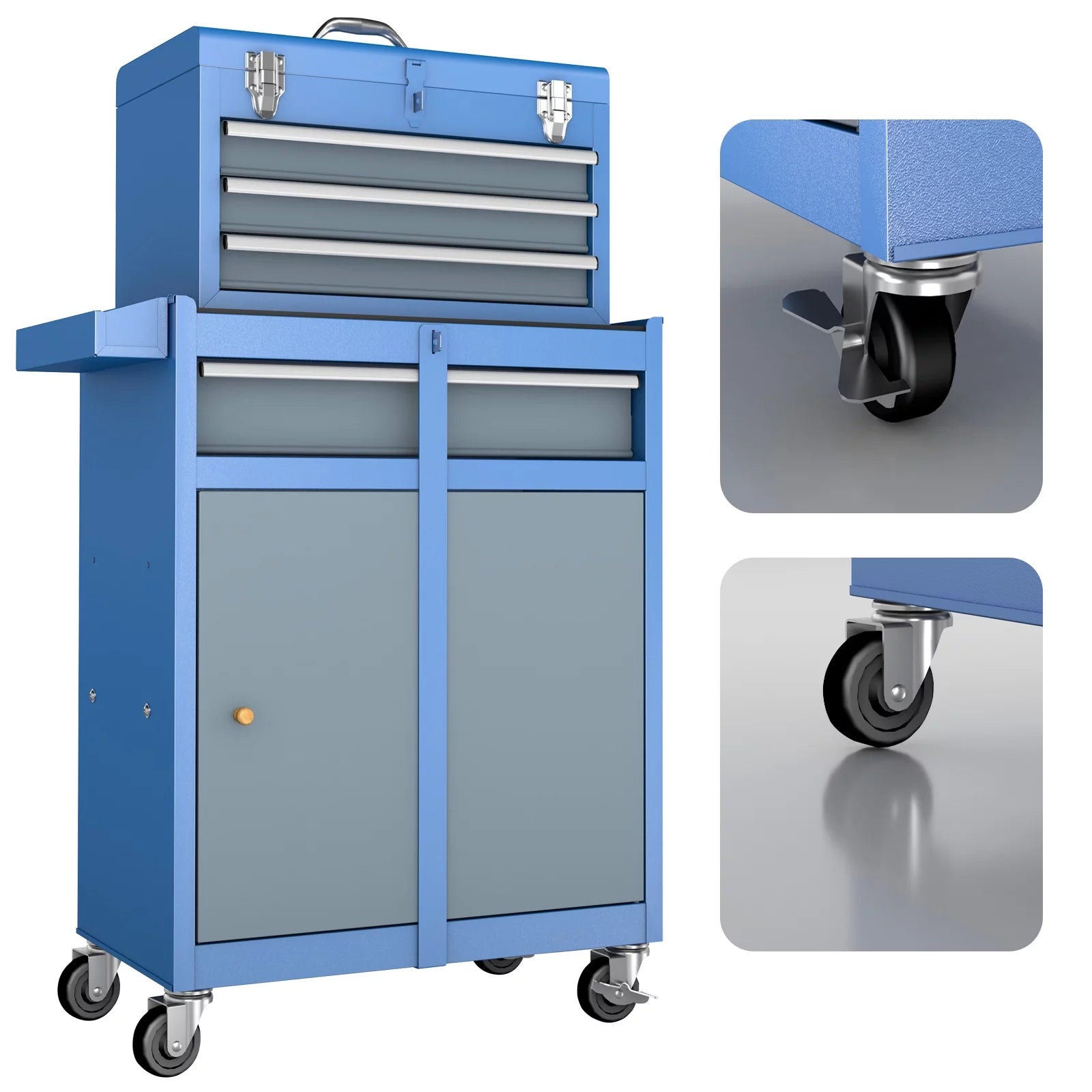 Airaj Trolly Tool Chest Rolling Tool Cabinet Detachable 4 Drawer  Big Storage with Adjustable Shelf Wheels with Sliding Drawers suitable for Workshop Garage