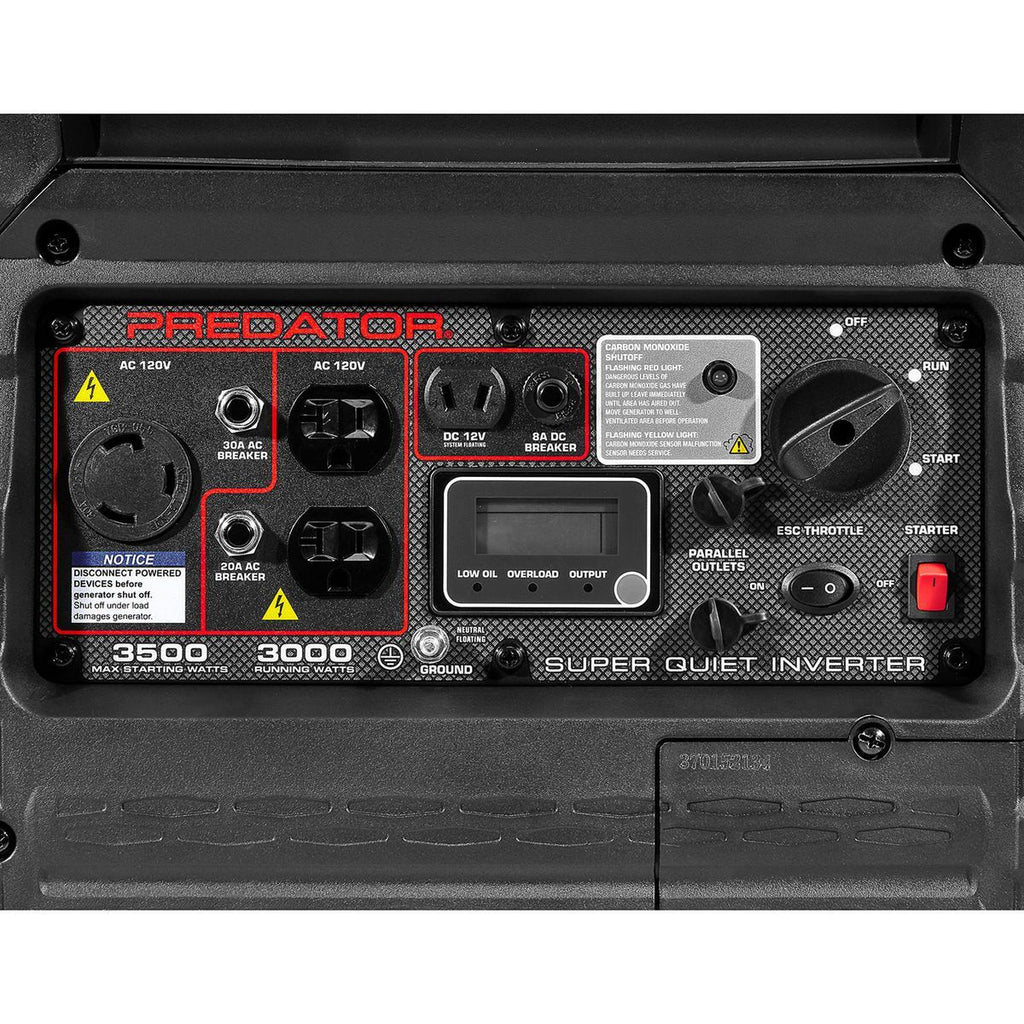 PREDATOR 3500 Watt Super Quiet Inverter Generator with CO SECURE Technology G169618