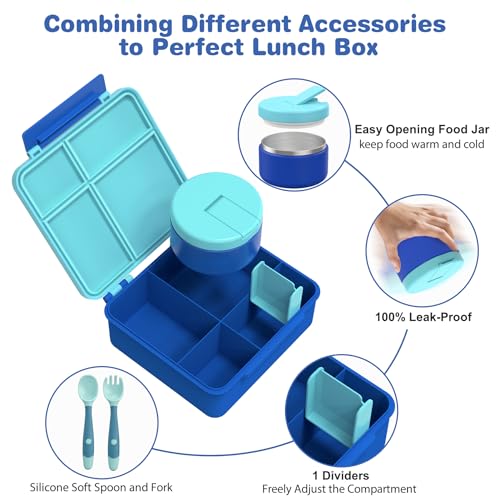 Bento Lunch Box with 8oz Soup Thermo, Kids Leakproof 4 Compartment, Pink B2720