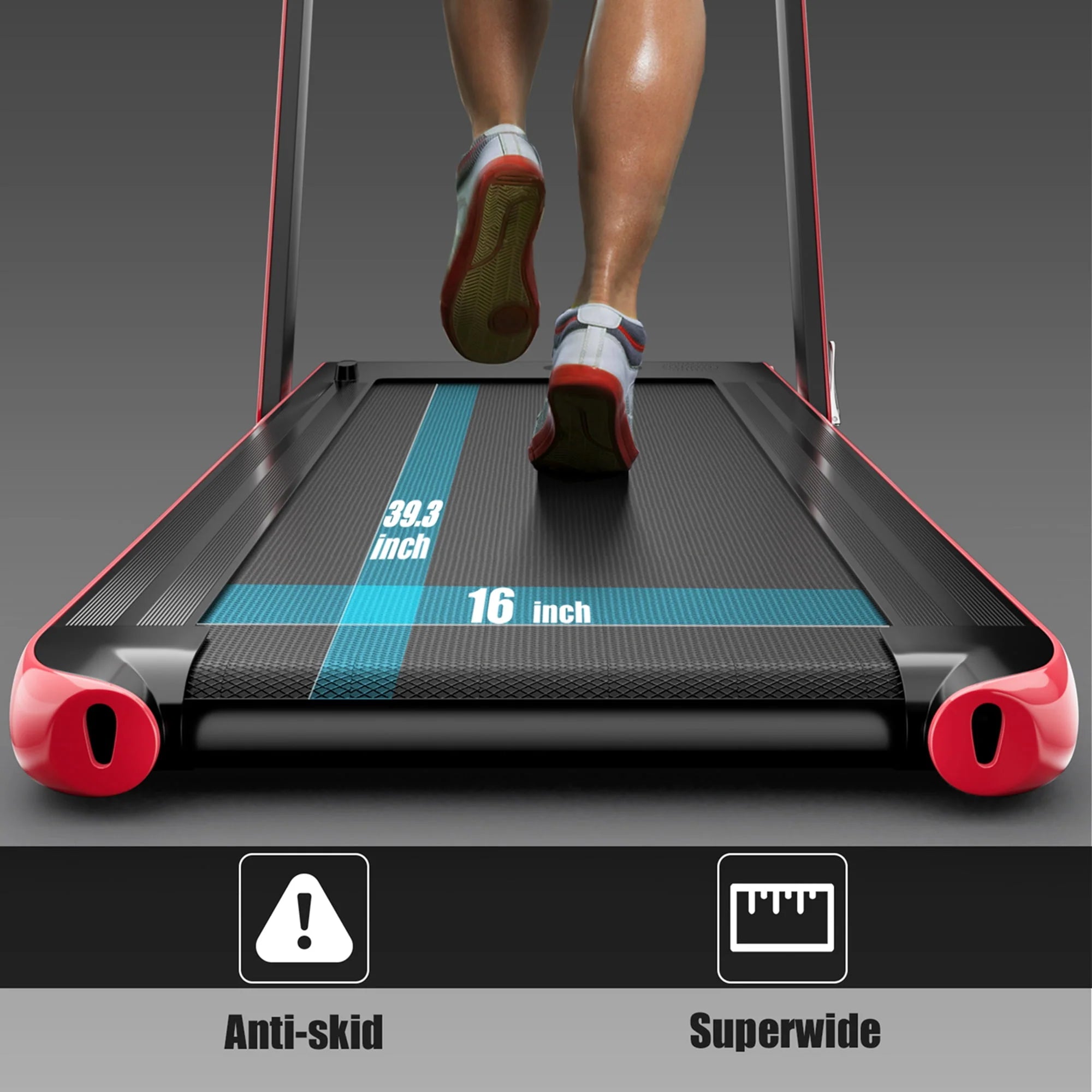 SuperFit 2 in 1 Folding Treadmill with APP Control Speaker Black D991
