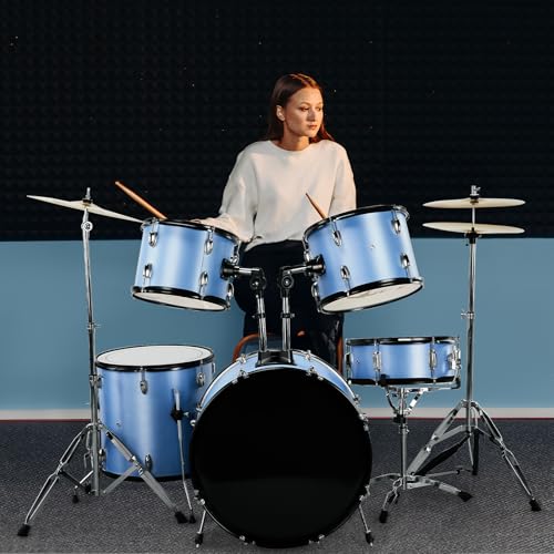 Ktaxon 22 Inch 5-Piece Adult Drum Set with Cymbals and Stool (Blue) G680