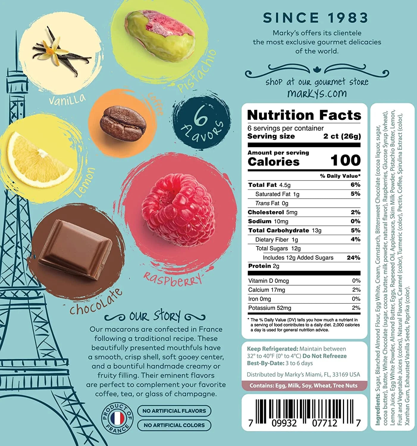 French Almond Macarons Gift Box 12 PCS Assorted Flavors Imported From France O626186