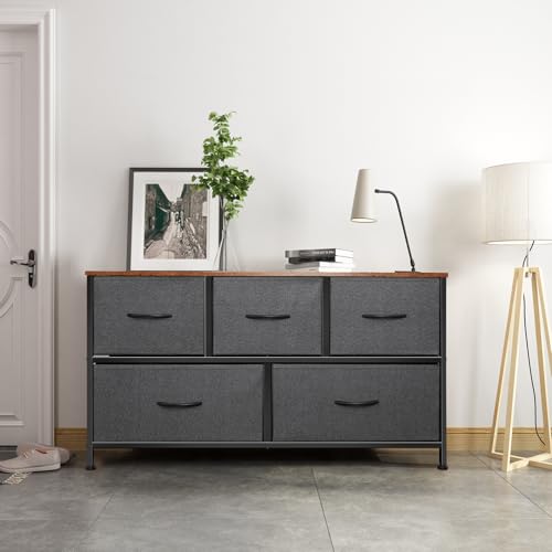 9 Drawer Dresser for Bedroom, Charcoal Black Fabric Storage Chest K84969